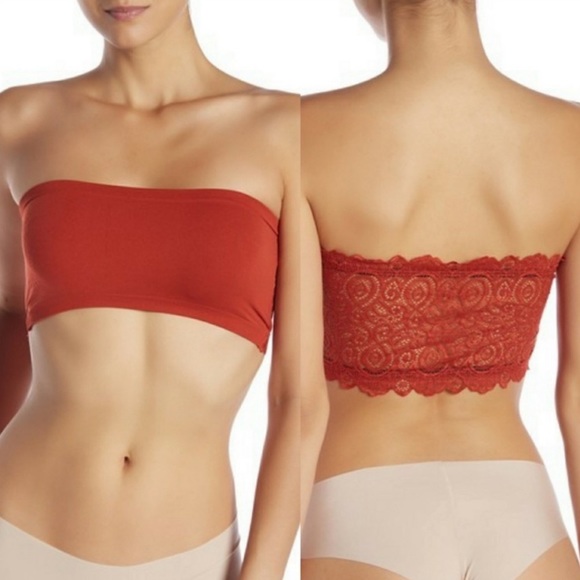 Intimately Free People Lace Crochet Reversible Bandeau Rust Orange - Picture 3 of 8
